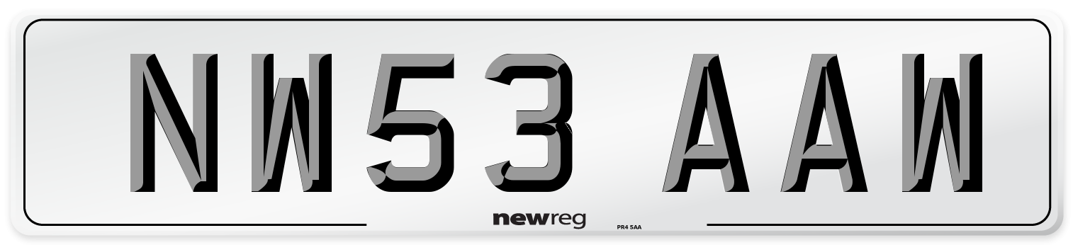 NW53 AAW Number Plate from New Reg
